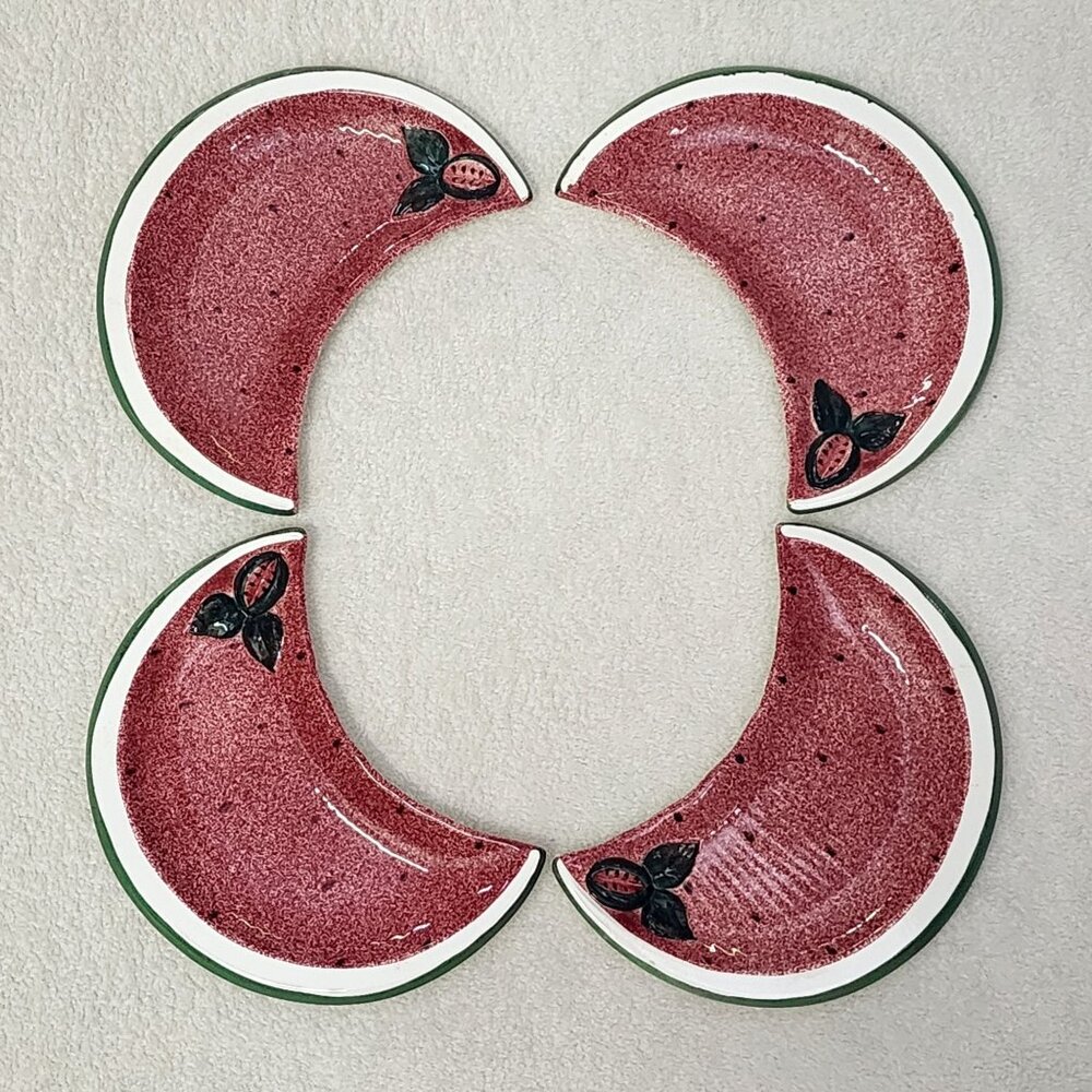 Vintage Watermelon Themed Salad Plates Set 4pc Lego Japan Vtg Summer Party China